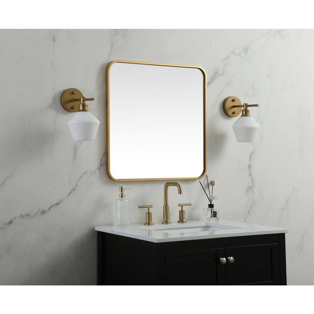 Alt View 7. Elegant Decor - Soft corner metal square mirror 24x24 inch in Brass - Brass.