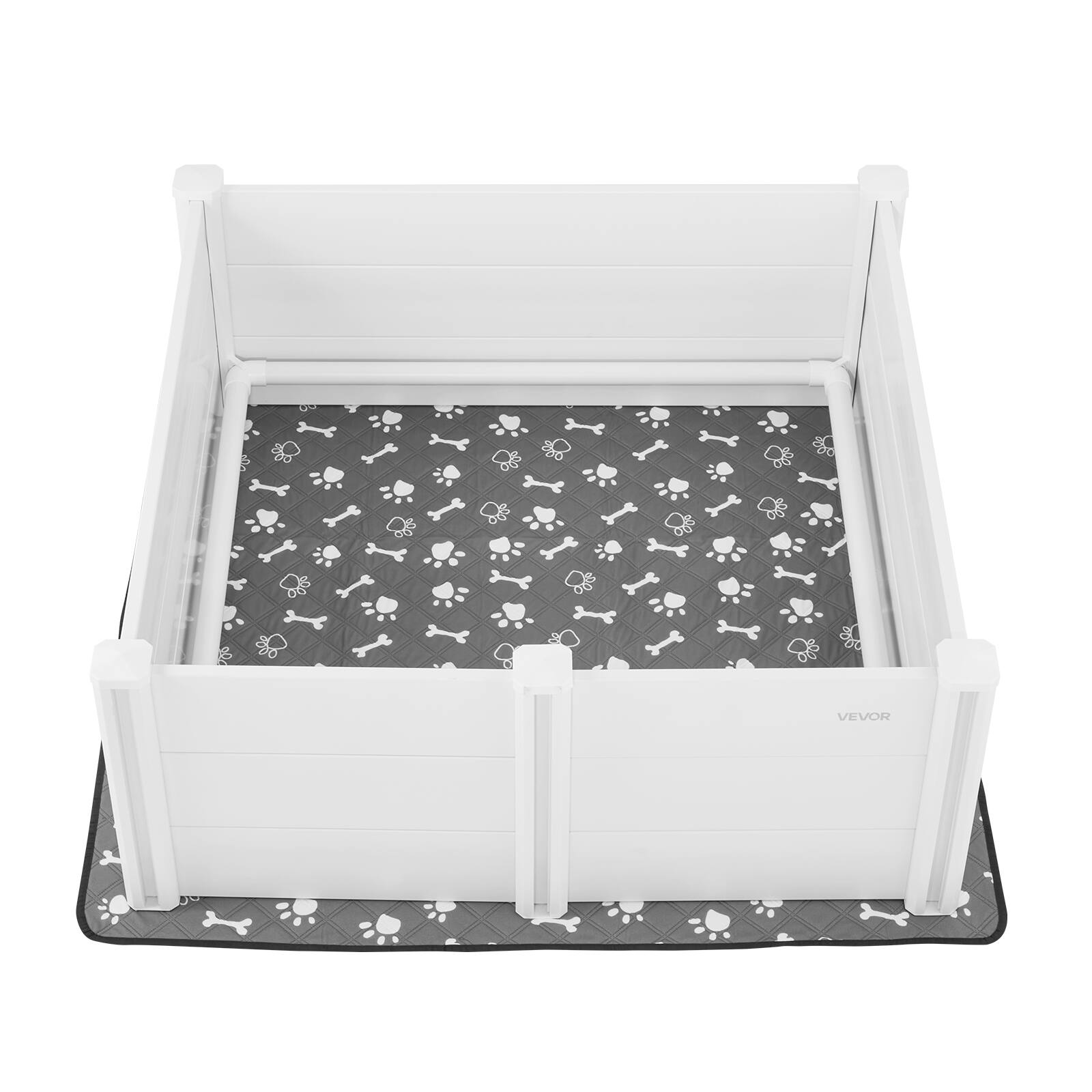 Alt View 5. VEVOR - Dogs Whelping Box, 48 x 48 x 18.1 inch, Plastic PVC Puppies Playpen with Height Adjustable Door and Washable Pee Pad.