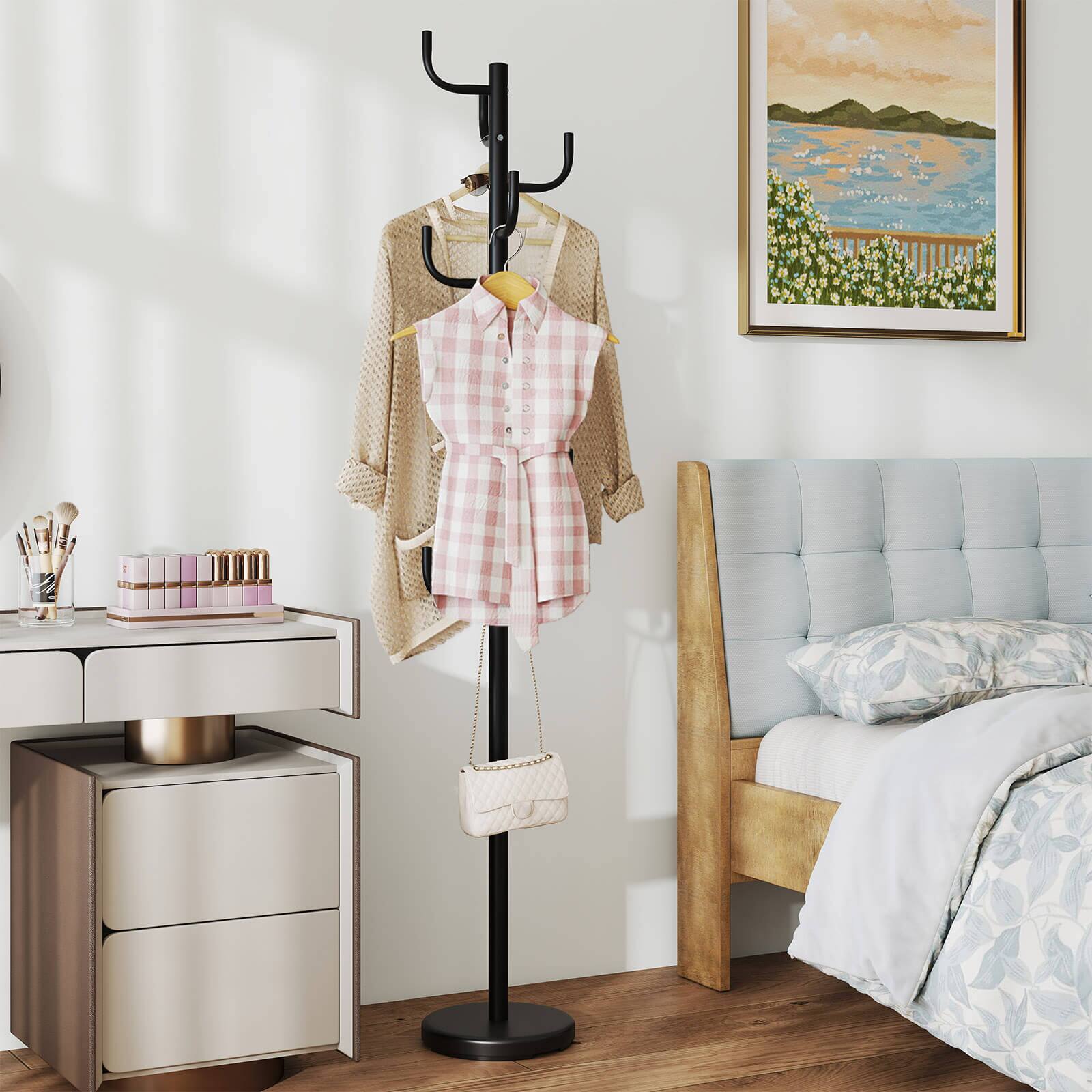 Alt View 3. Costway - Costway Metal Coat Rack Hat Hanger Hooks Hall Entryway For Jacket Umbrella Tree Stand - Black.