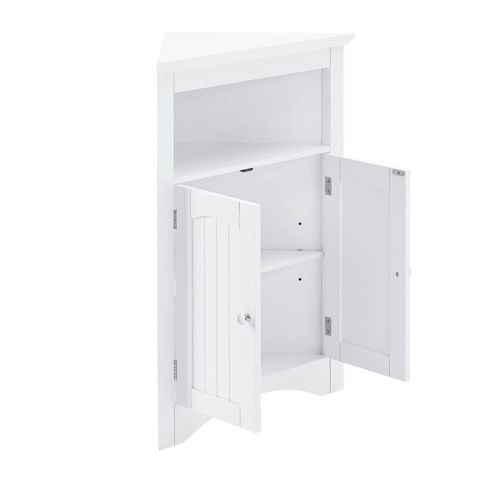 Alt View 5. Kadyn - Corner cabinet with Doors and Shelves, Free Standing Storage Cabinet for Kitchen, Living Room, Bathroom, White - White.