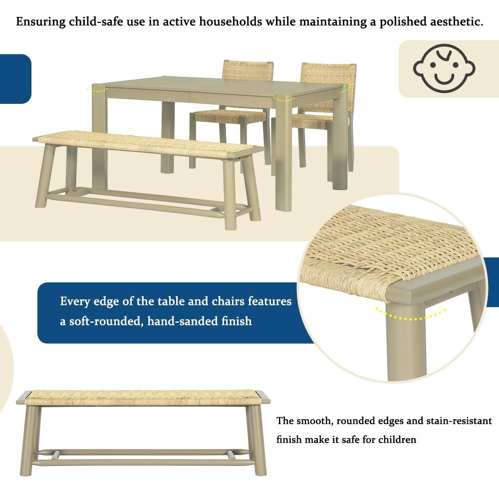 Ensuring child-safe use in active households while maintaining a polished aesthetic.

Every edge of the table and chairs features a soft-rounded, hand-sanded finish.

The smooth, rounded edges and stain-resistant finish make it safe for children.