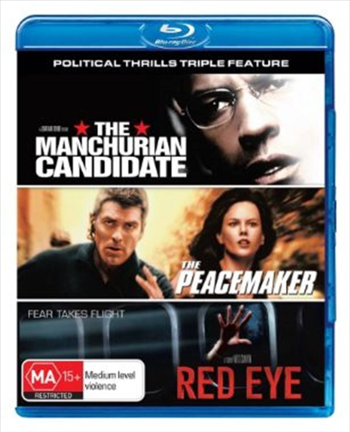 Front. Political Thrills Triple Feature: The Manchurian Candidate / The Peacemaker / Red Eye   - BLU-RAY.