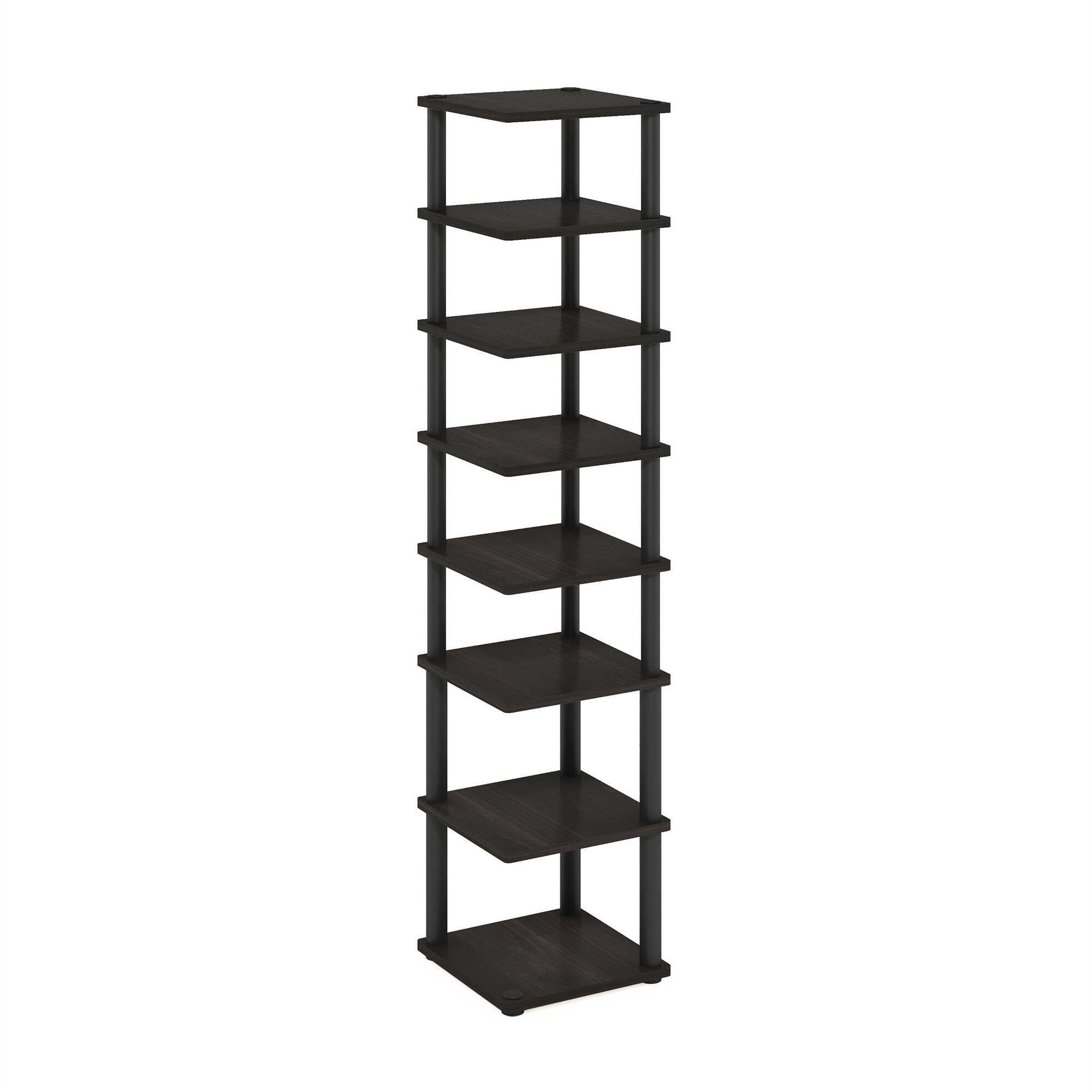 Front. Furinno - Turn-N-Tube 8-Tier Vertical Space Saving Free Standing Shoe Tower, Shoe Rack for Closet Entryway - Espresso/Black.
