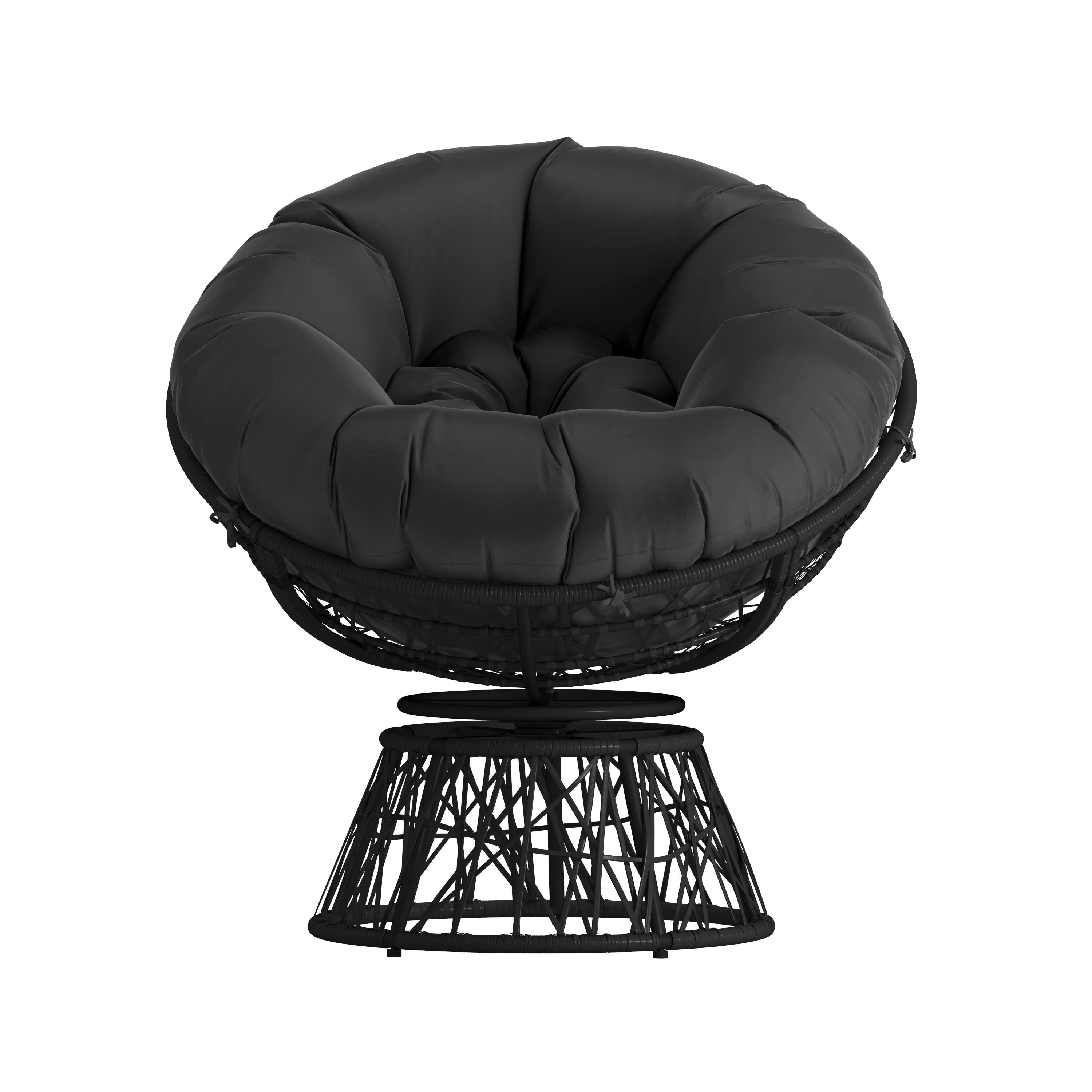 Alt View 9. Emma + Oliver - Swivel Patio Chair with Cushion - Black Cushion/Black Frame.