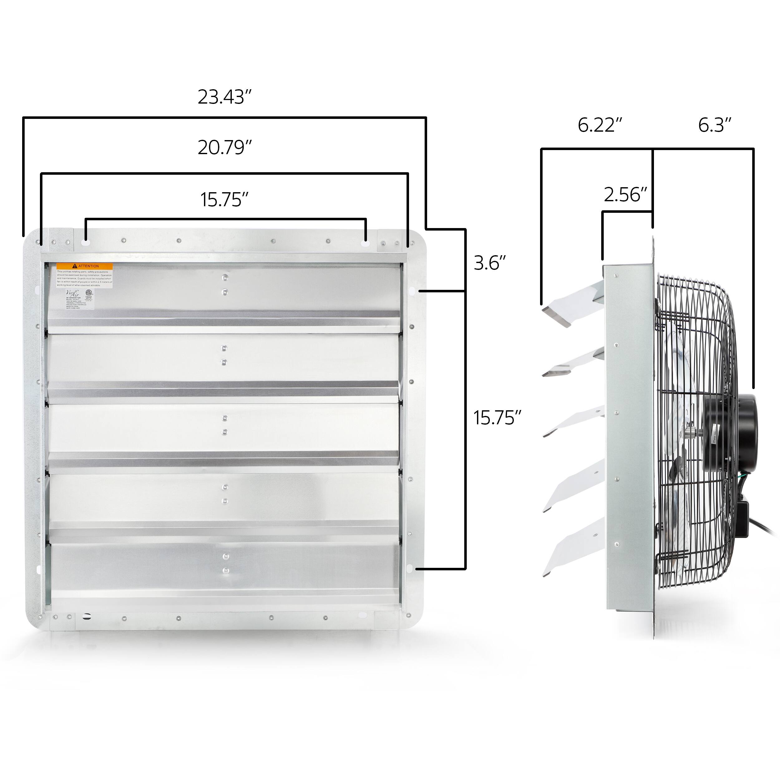 23.43", 20.79", 15.75", 3.6", 15.75", 2.56", 6.22", 6.3"