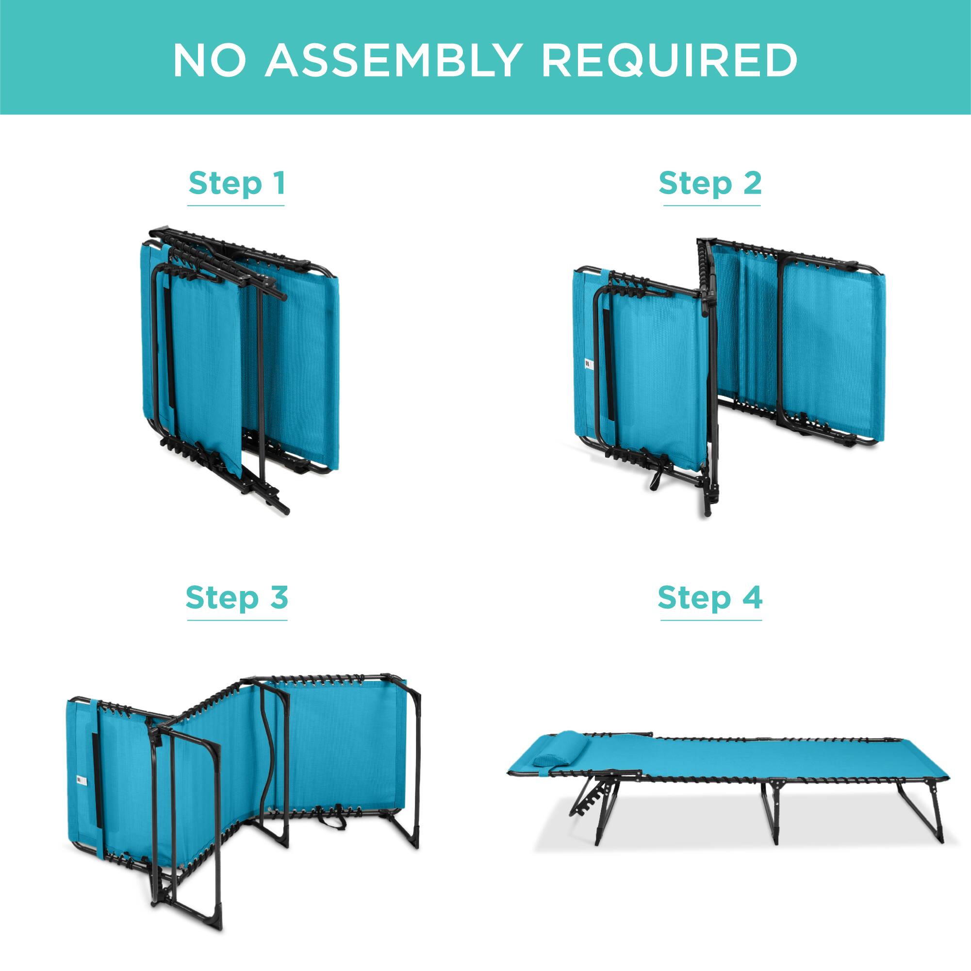 NO ASSEMBLY REQUIRED

Step 1

Step 2

Step 3

Step 4