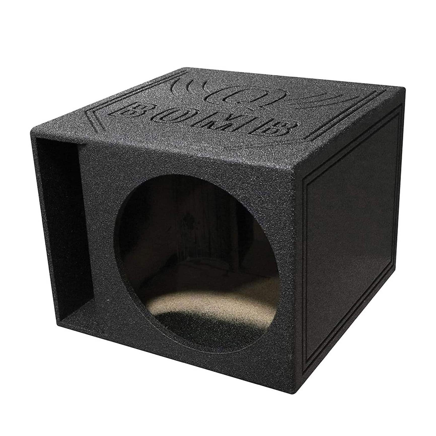 QPower - QBOMB15HP Single 15 Inch Vented Side Ported Speaker Round Enclosure Box - Black