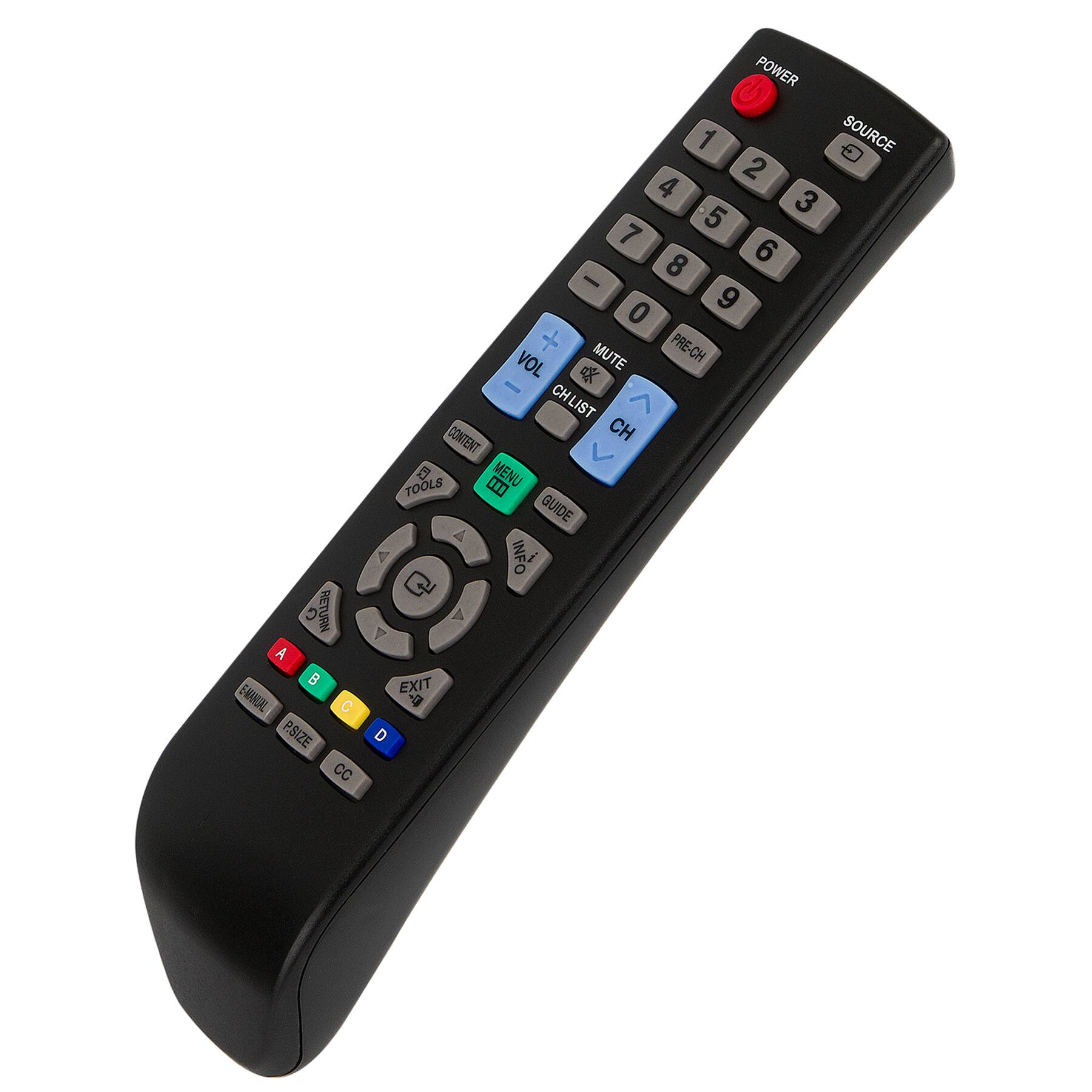 POWER  
SOURCE  
1 2 3  
4 5 6  
7 8 9  
0  
MUTE PRE-CH  
CHLIST CH  
VOL  
GUIDE  
CONTENT  
MENU  
TOOLS  
A B C D  
EMANAL  
P.SIZE  
CC  
EXIT