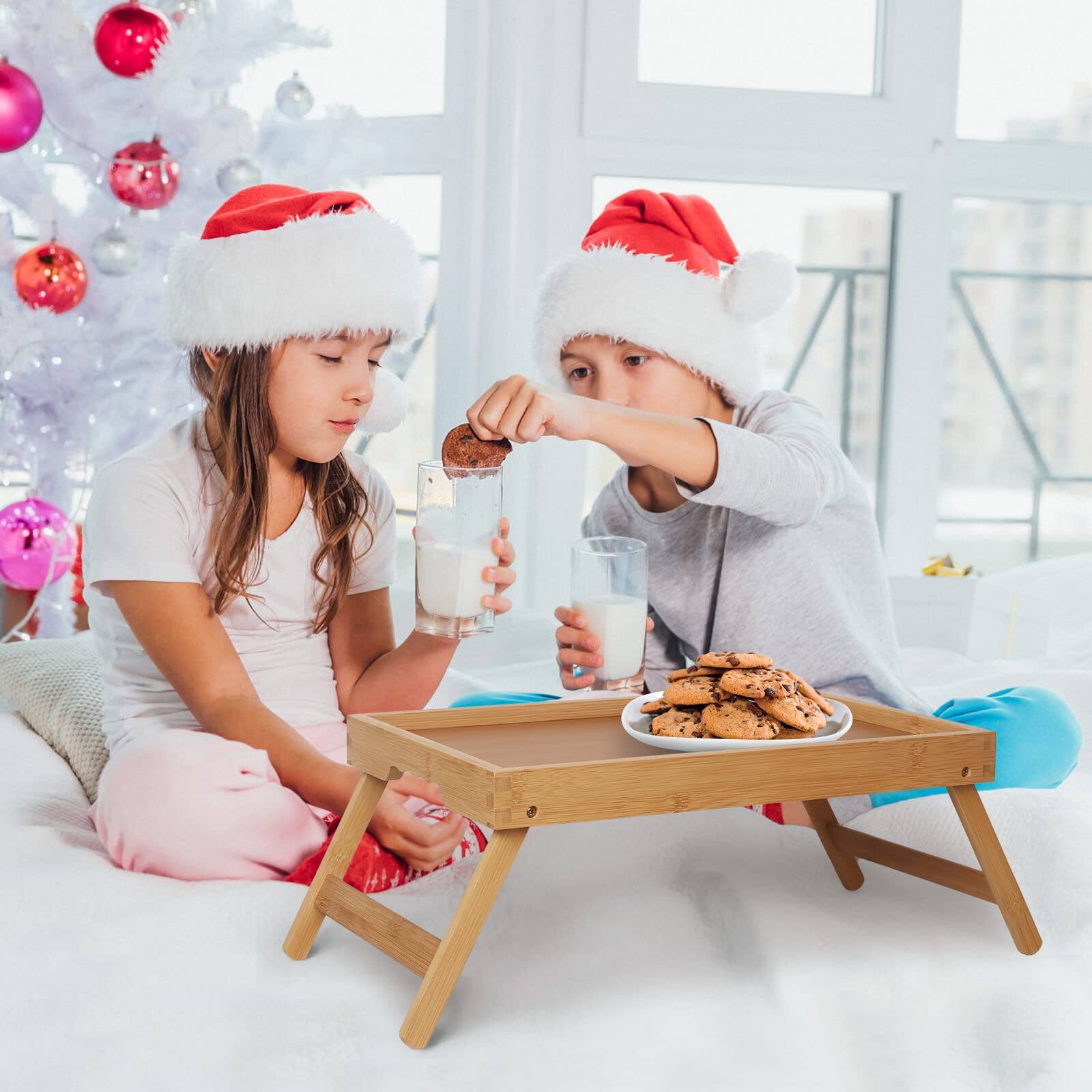 Left. Stylel Star - Artmeer Bed Tray Table with Folding Legs,Bamboo Breakfast in Bed for TV Table, Laptop Computer Tray - Bamboo.