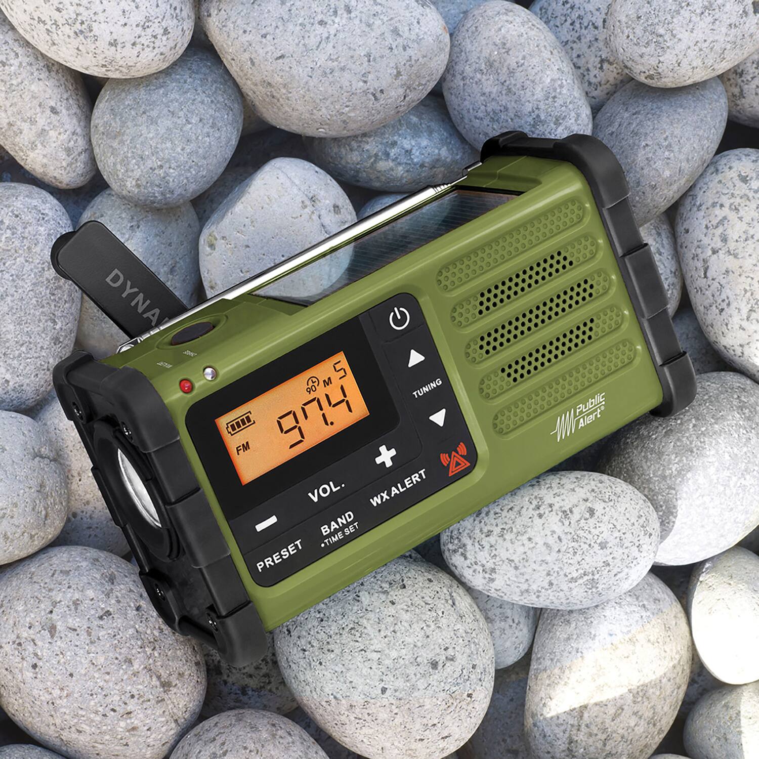 DYNA M5 5 (M TUNING .... FM 97.4 + VOL. WXALERT BAND *TIME SET SET PRESET Public Alert*