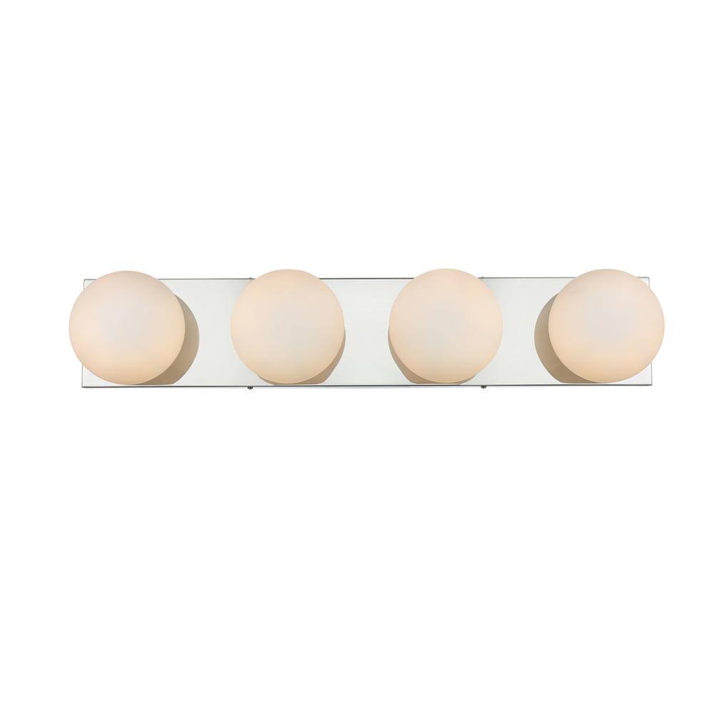 Alt View 1. Living District - Jaylin 4 light Chrome and frosted white Bath Sconce - Chrome And Frosted White.