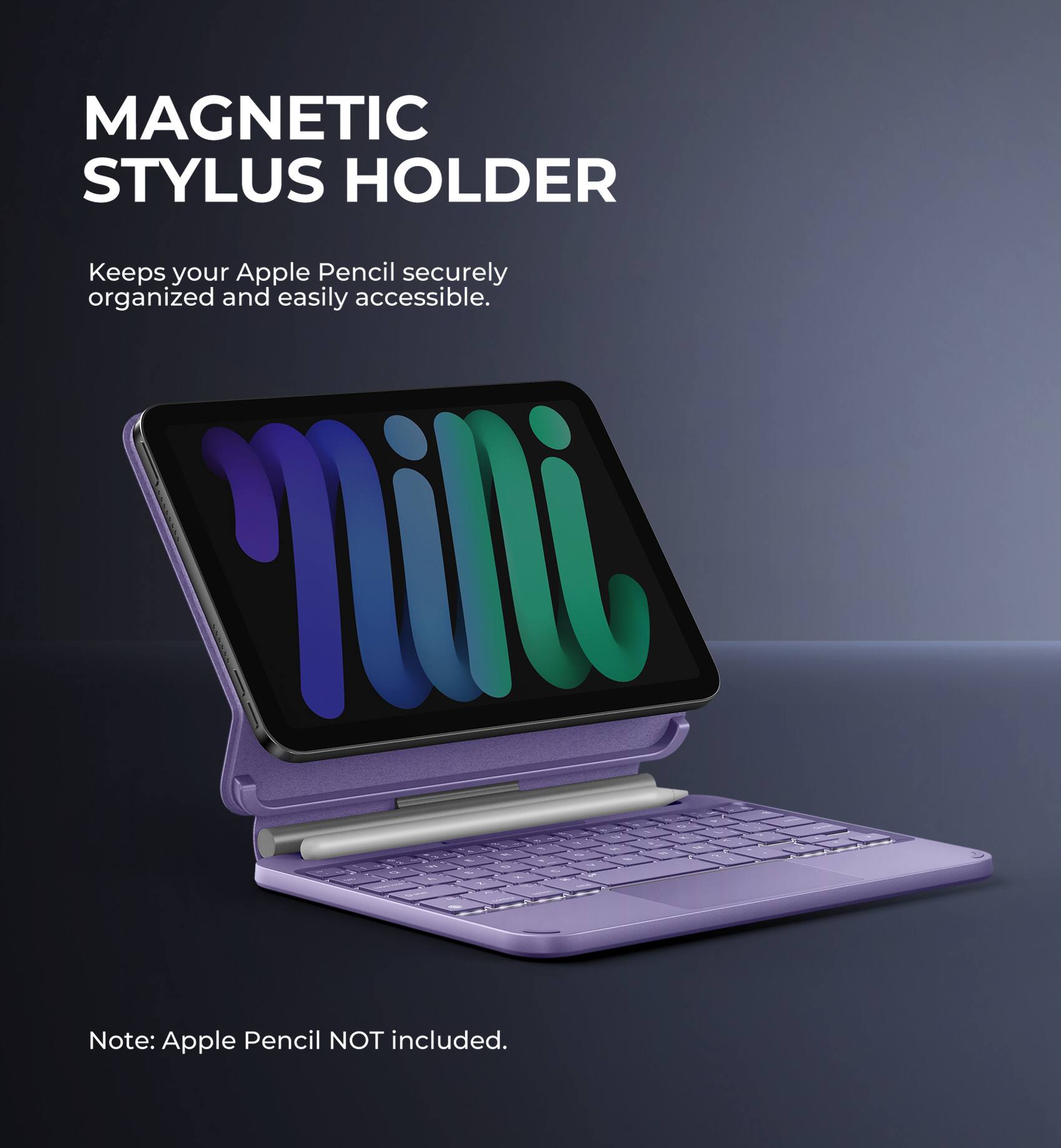 MAGNETIC STYLUS HOLDER  
Keeps your Apple Pencil securely organized and easily accessible.  

Note: Apple Pencil NOT included.