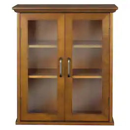 Hivvago - Finish Bathroom Wall Cabinet with Glass 2-Doors & Shelves - Oak