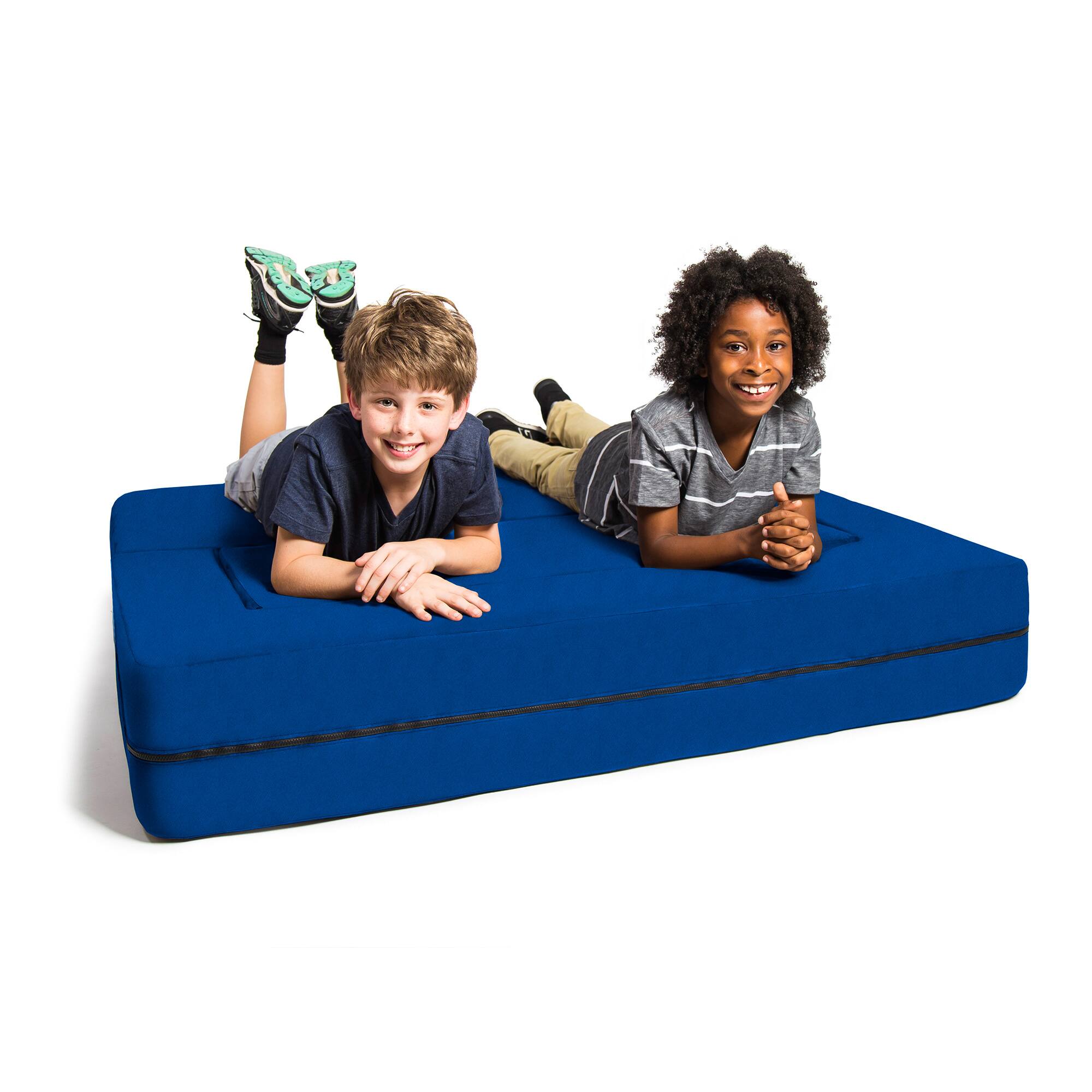 Back. Jaxx - Jaxx Zipline Kids Sofa & Large Ottoman, 3 in 1 Fold Out Sofa, Big Kids Edition, Blueberry - Blueberry.