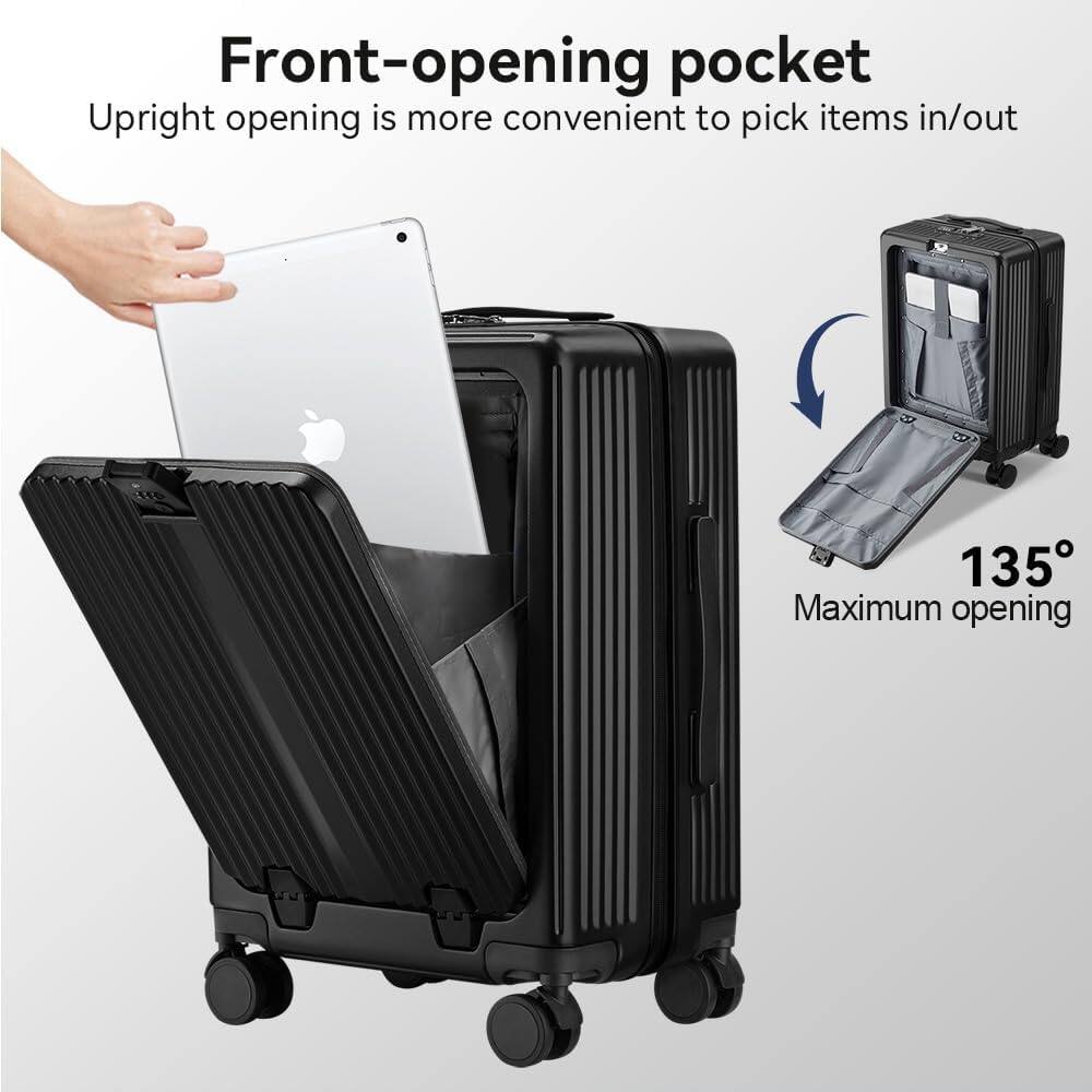 Front-opening pocket  
Upright opening is more convenient to pick items in/out  
135° Maximum opening
