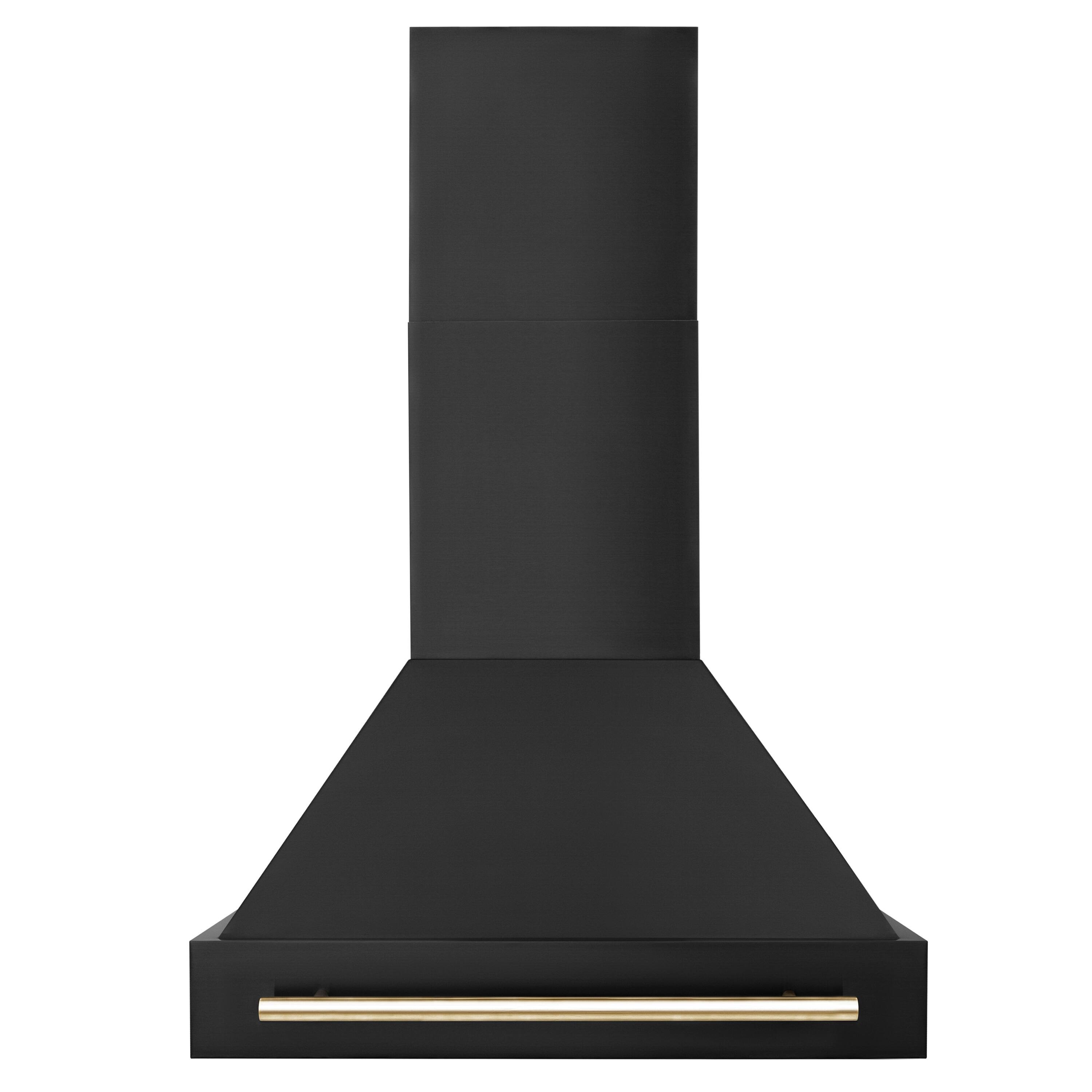 Front. ZLINE - 30 in. Black Stainless Steel Wall Range Hood with Polished Gold Handle (BS655Z-30-G) - Black Stainless Steel.
