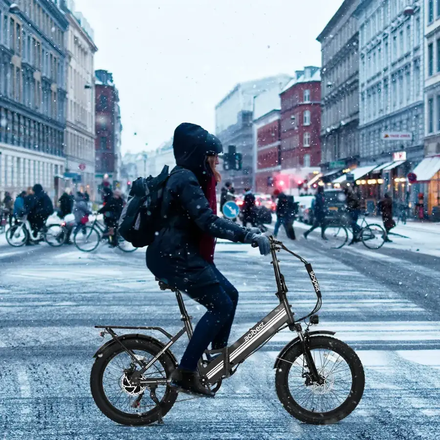Alt View 5. Actbest - Speedy ST Commuting Electric Bike Step Thru Folding Fat Tire Ebike w/ 40mi Max Range 20mph Top Speed 750w Peak Power - Black.