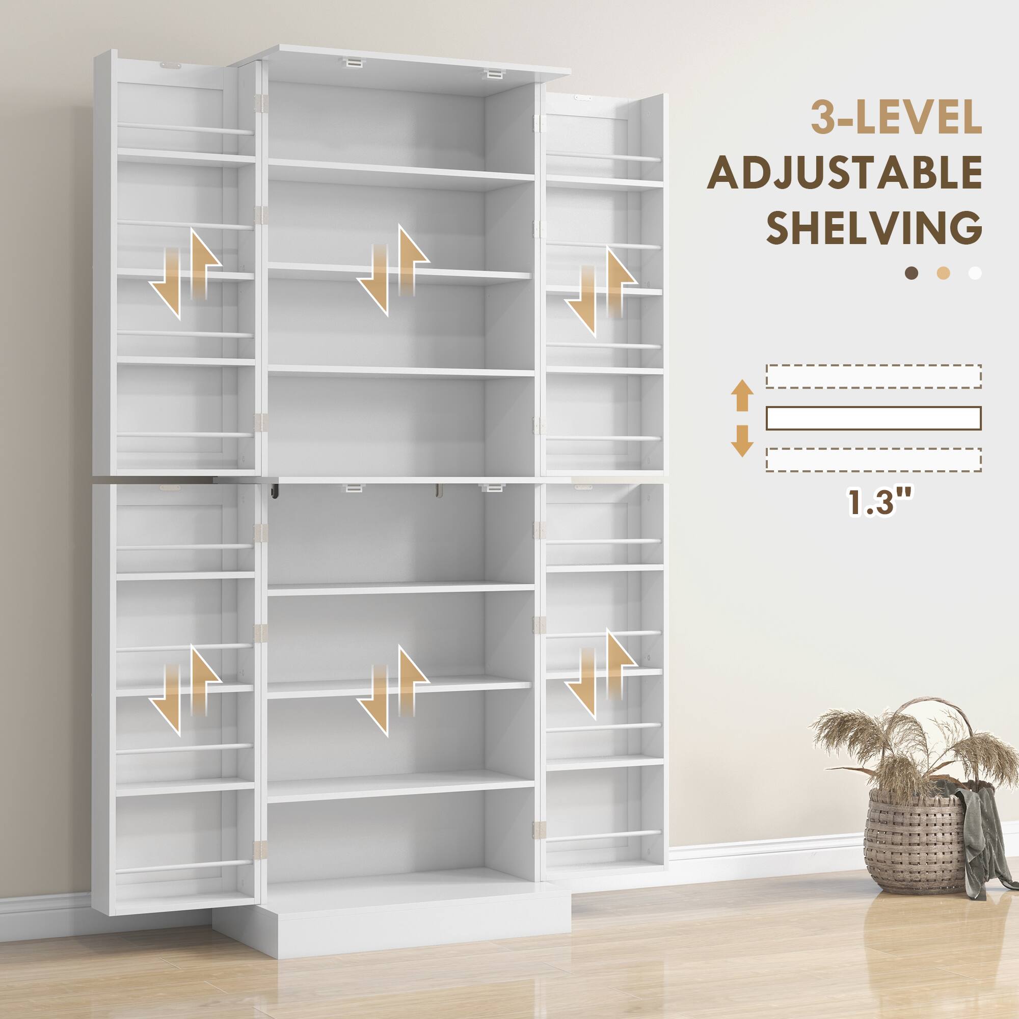3-LEVEL ADJUSTABLE SHELVING  
1.3"