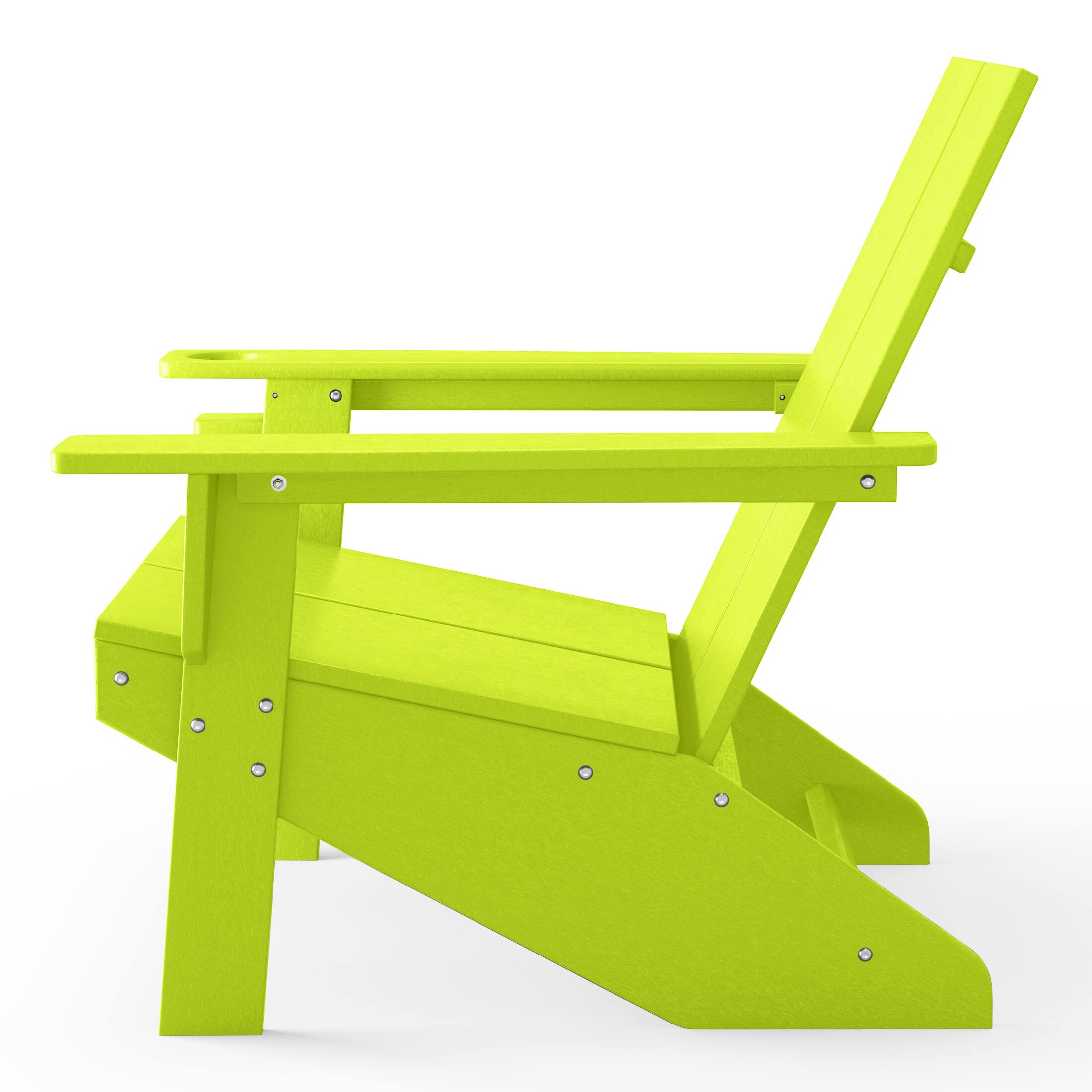 Alt View 4. WestinTrends - WestinTrends Riviera Outdoor HDPE Modern Adirondack Chair with Cup Holder (Set of 4) - Lime.