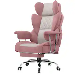 GTPlayer - 400lbs Heavy Duty Gaming Chair Fabric Comfortable Ergonomic Computer Chair with Soft Armrests - Pink