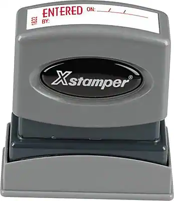 Entered Rectangular Cosco Xstamper ENTERED Rectangle Pre Inked Stamps, 1 5/8