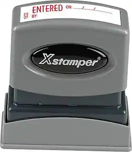 Cosco - Xstamper ENTERED Rectangle Pre-Inked Stamps, 1 5/8" x 1/2", (036023) - Red