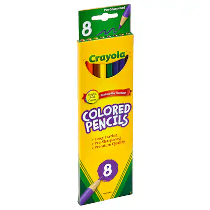 Pre-Sharpened 8 Crayola Colored Pencils
Bright, Bold Colors
Preferred by Teachers!
Long-Lasting
Premium Quality
Nontoxic