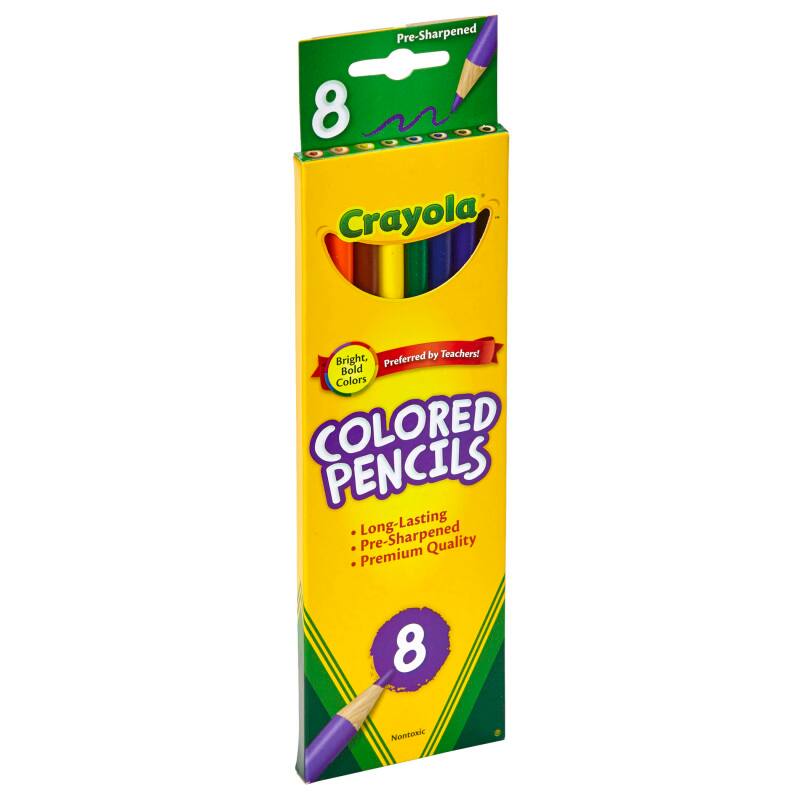 Pre-Sharpened 8 Crayola Colored Pencils  
Bright, Bold Colors  
Preferred by Teachers!  
Long-Lasting  
Premium Quality  
Nontoxic