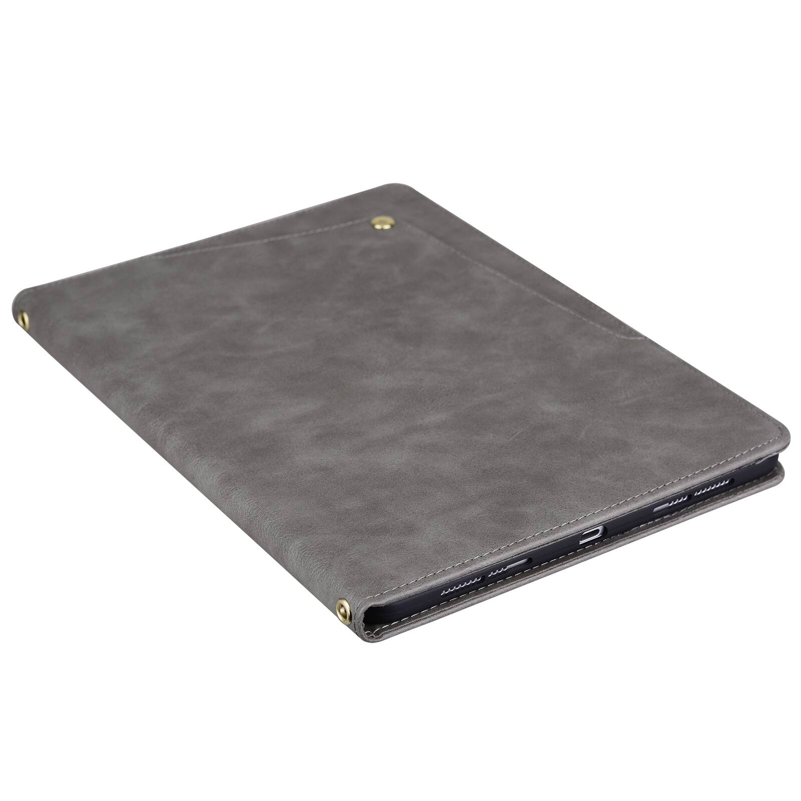 Alt View 2. Dteck - Case For Apple iPad mini (A17 Pro) 2024/iPad mini 6th Business Premiun Leather Folio Adjustable Stand Card Slots Cover - Gray.