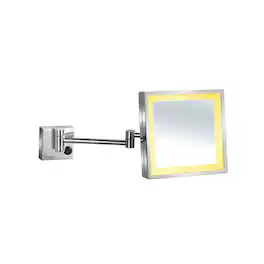 Whitehaus - Square Wall Mount Led 5X Magnified Mirror - Silver