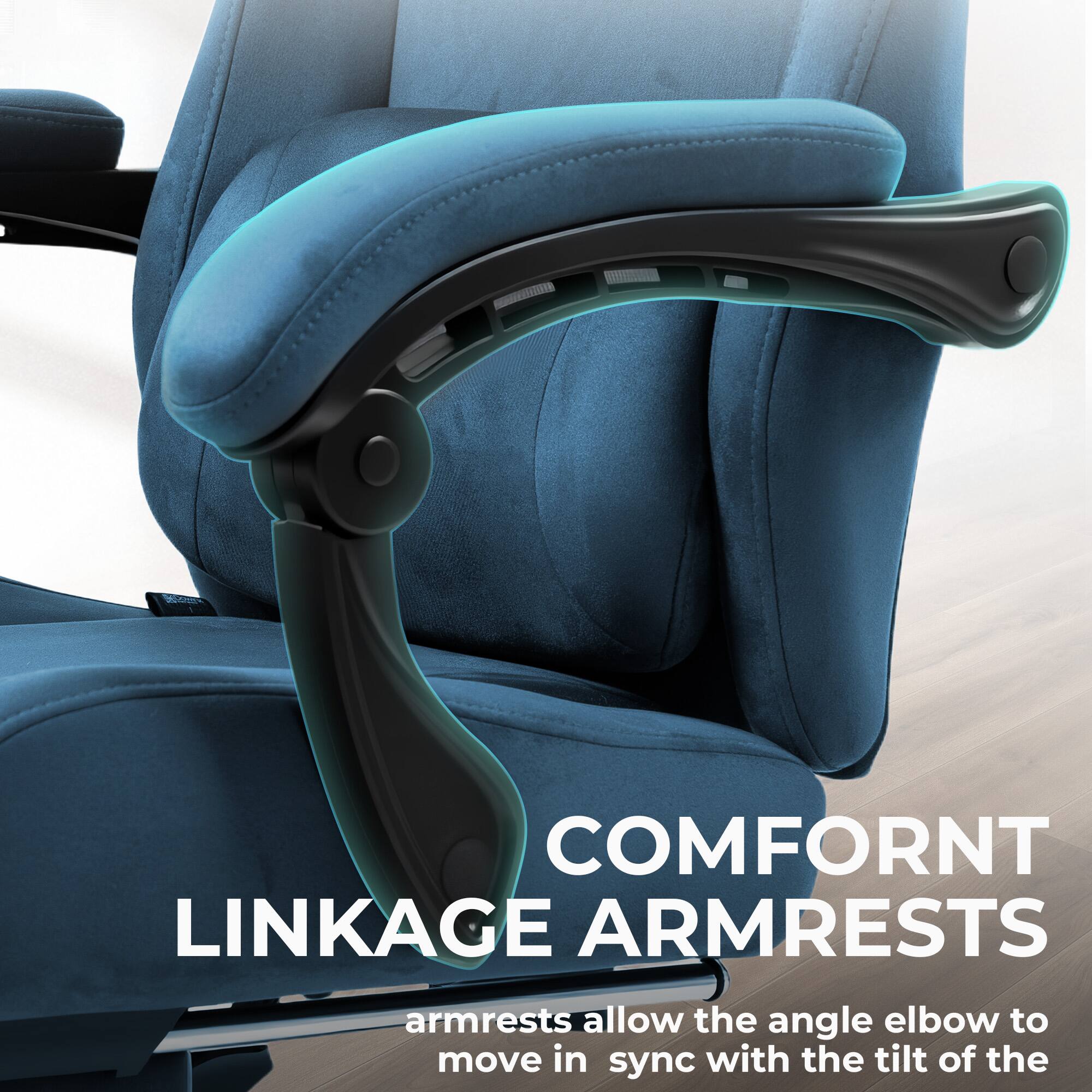 COMFORT LINKAGE ARMRESTS

armrests allow the angle elbow to move in sync with the tilt of the