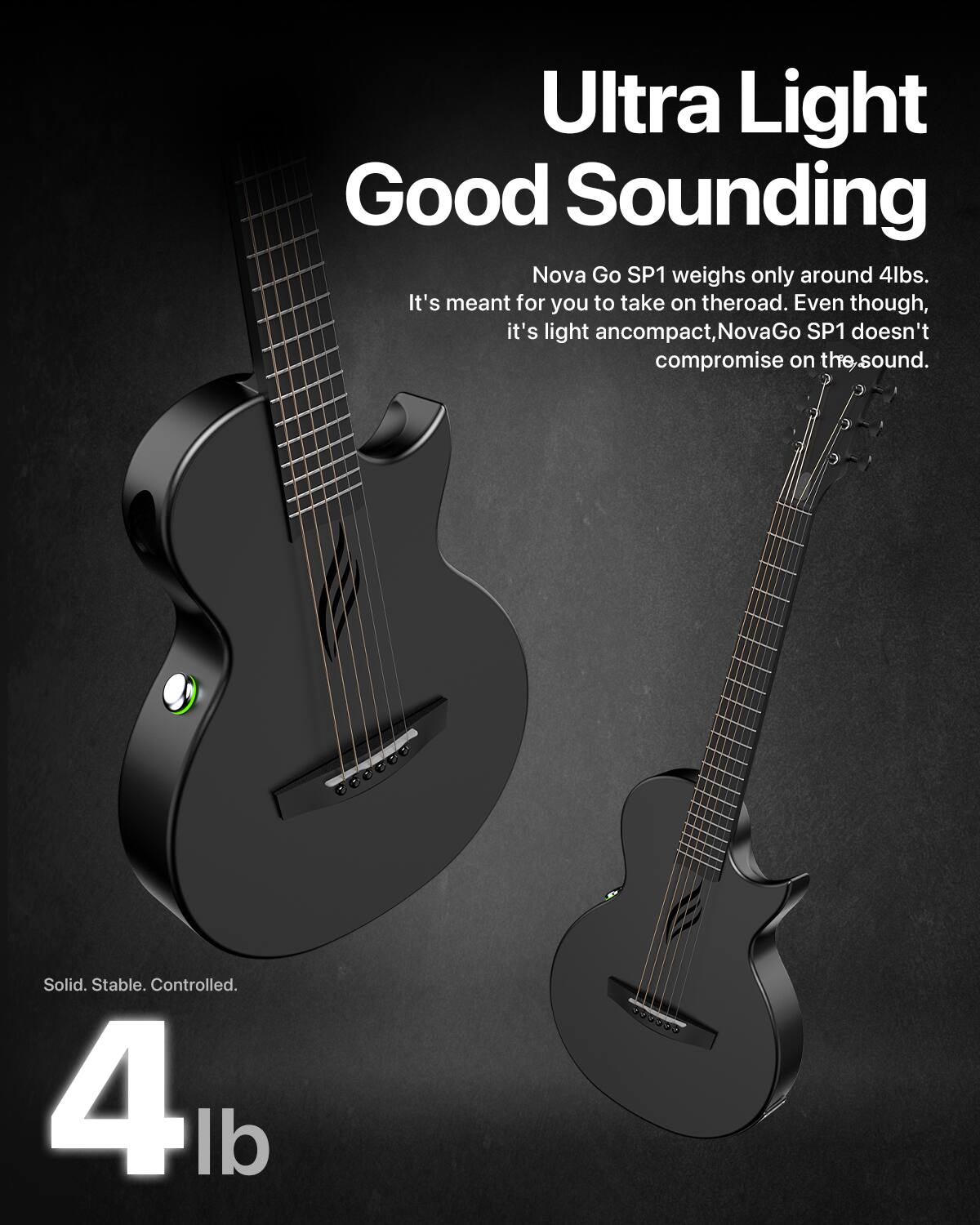 Ultra Light Good Sounding Nova Go SP1 weighs only around 4lbs. It's meant for you to take on the road. Even though it's light and compact, NovaGo SP1 doesn't compromise on the sound.

Solid. Stable. Controlled.

4lb