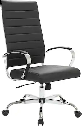 LeisureMod - 30 PCS Benmar Modern High Back Leather Upholstered Office Chair with Dual Wheel Casters and Swivel Base - Black