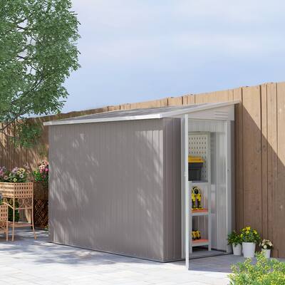 Outsunny 4' x 8' Metal Outdoor Storage Shed, Lean to Storage