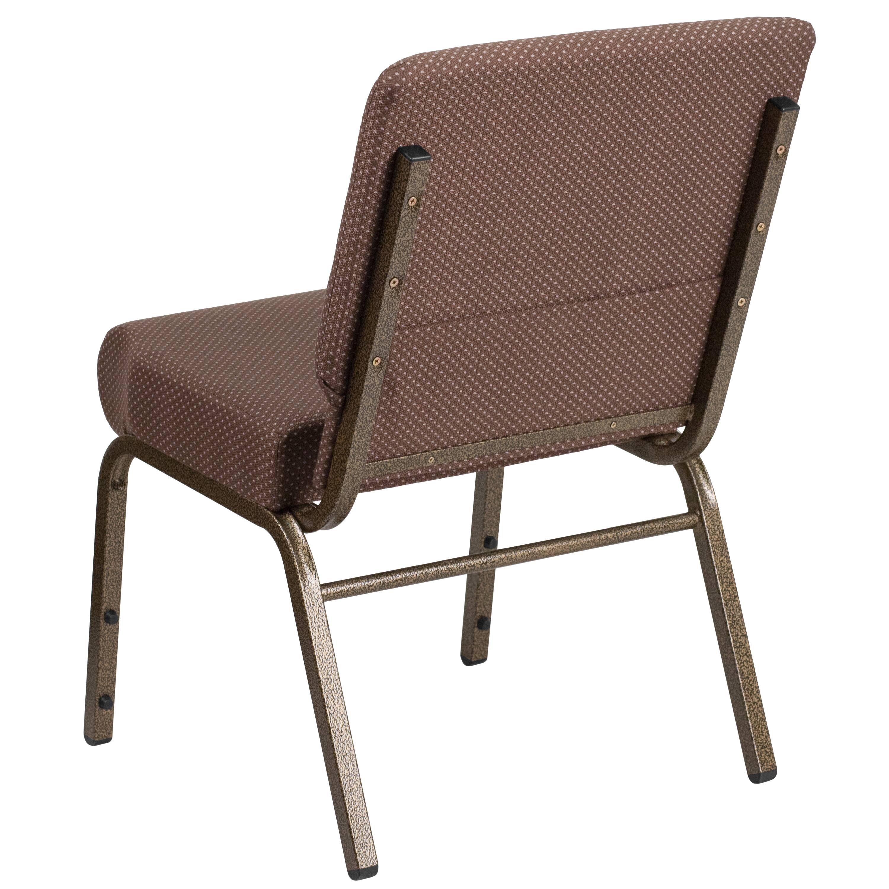 Alt View 3. Emma + Oliver - 4 Pack 21''W Stacking Church Chair - Brown Dot Fabric/Gold Vein Frame.