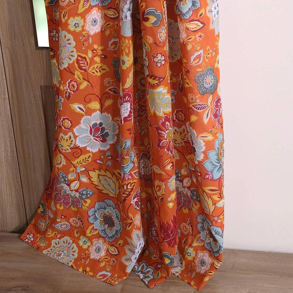 Left. Greenland Home Fashions - Greenland Home Fashion Astoria Festive And 3" Rod Pocket Window Curtain Panel Pair - Spice 42x95" - Spice.