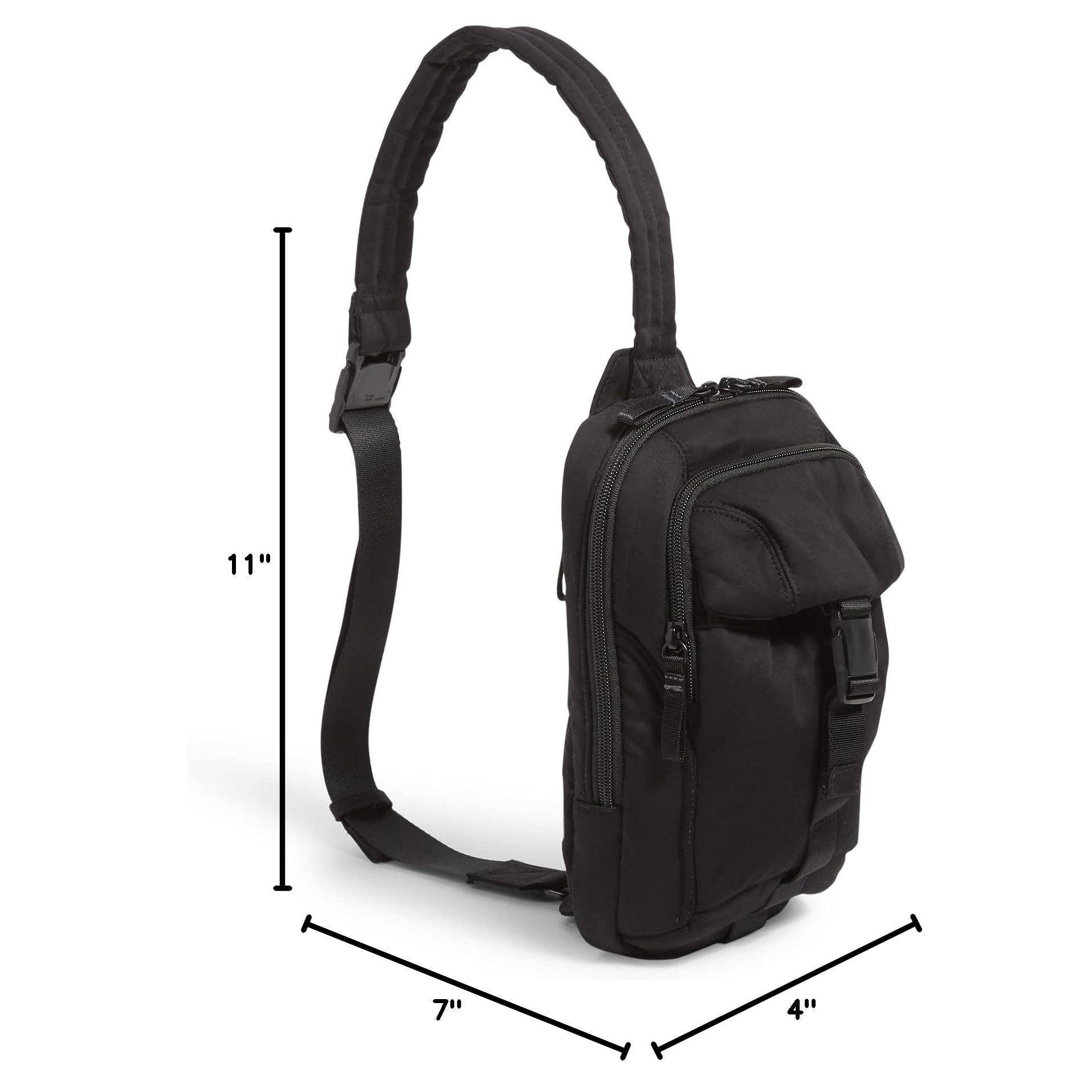 Alt View 3. Live At Space - Women's Cotton Utility Sling Backpack  Black - Recycled One Size - Galaxy Gray - Recycled Cotton-One Size.
