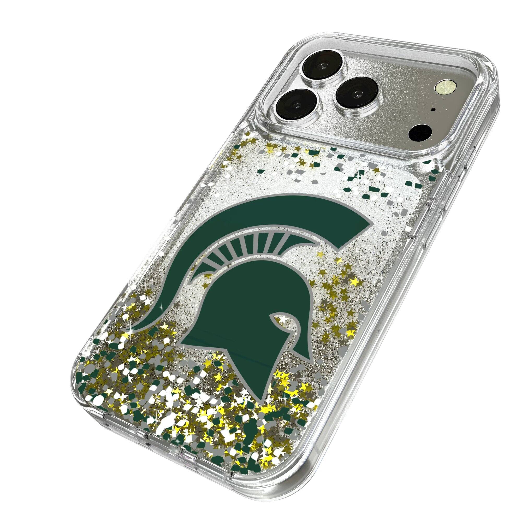 Alt View 1. Keyscaper - Michigan State Spartans iPhone Glitter Confetti Design Case - 14 Pro Max - Multicolor.
