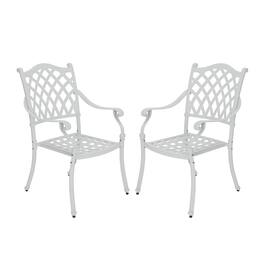 Mondawe - 2 Piece Cast Aluminum Dining Chair with Metal Weave Pattern - White