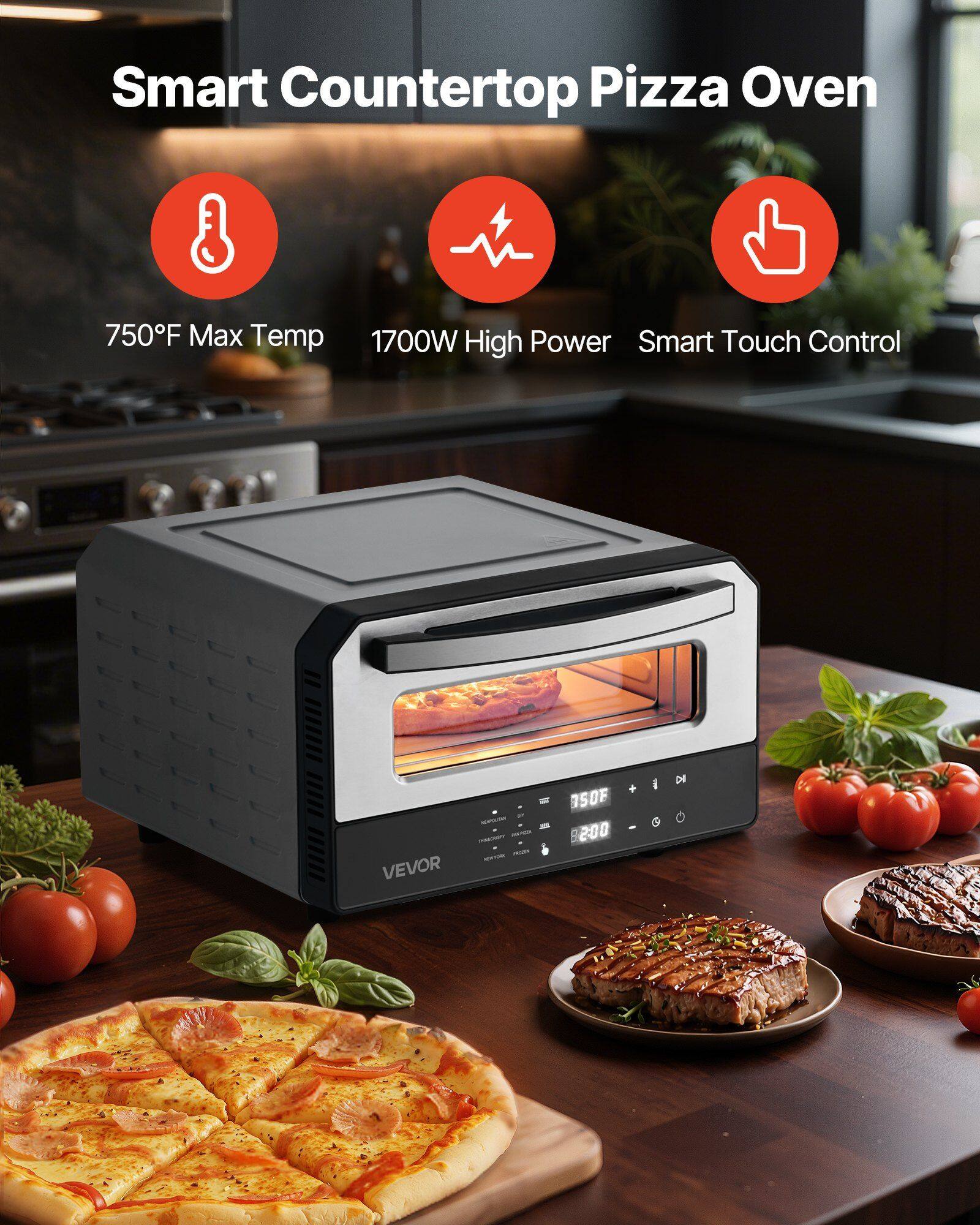 Smart Countertop Pizza Oven  
750°F Max Temp  
1700W High Power  
Smart Touch Control  
VEVOR
