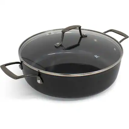 Front. BLU - Blu. Cookware 11” Saute Pan with Lid, Non-Toxic - Black.
