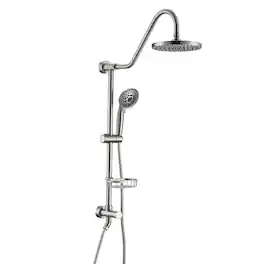 JUJABU - Shower System with 5-Function Hand Shower, Adjustable Slide Bar and Soap Dish, Finish - Brushed Nickel