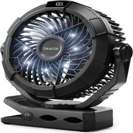 Loheer - Portable Camping Fan with LED Lantern, USB Rechargeable Tent Fan, Clip On Desk Fan