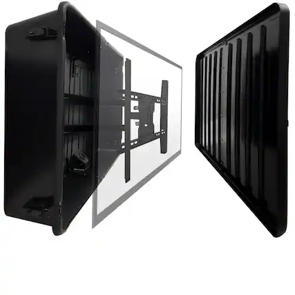 Front. Heat Storm - Storm Shell Weatherproof 65” Outdoor TV Enclosure - Black.