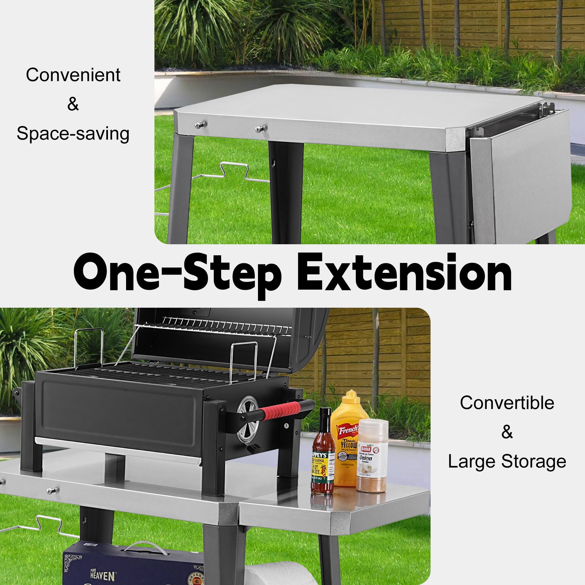 Convenient & Space-saving  
One-Step Extension  
Convertible & Large Storage