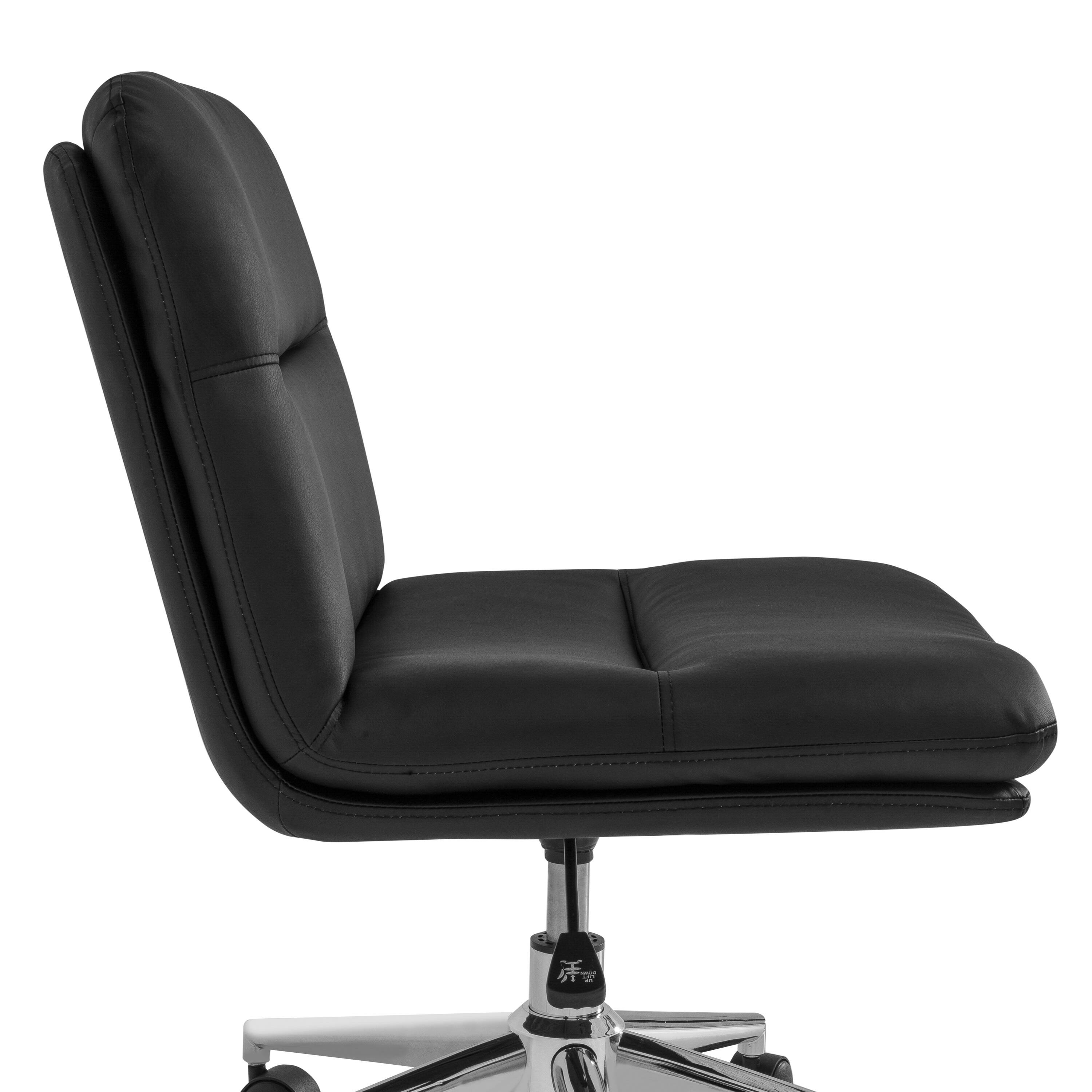 Alt View 9. Emma + Oliver - Mid-Back Swivel Office Chair with Padded Upholstery & Sturdy Frame - Black Faux Leather/Chrome Frame.
