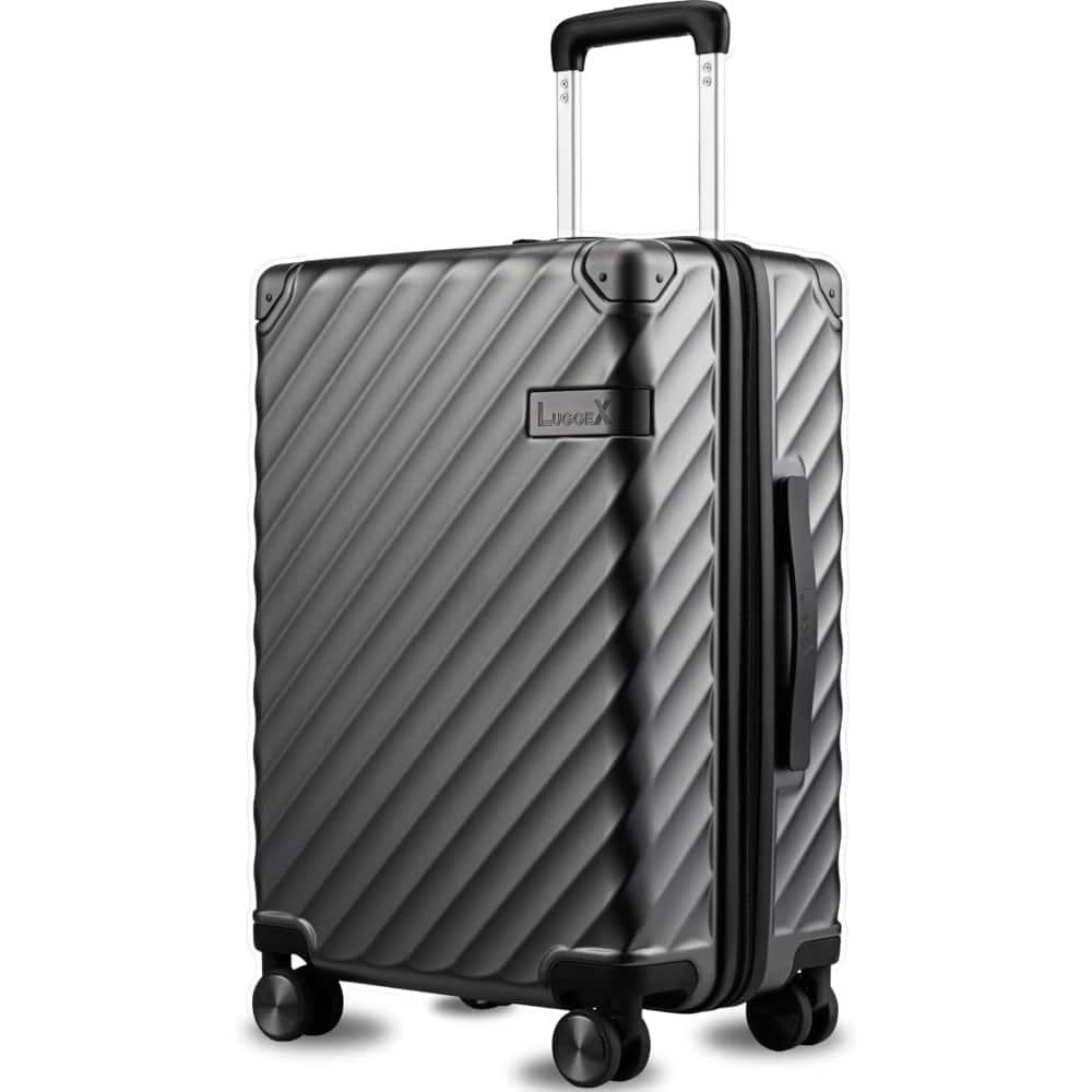 LUGGEX - 21 Inch Carry On Luggage for Airplanes Polycarbonate Hard Shell Suitcase for Travelling - LX-EX - Black
