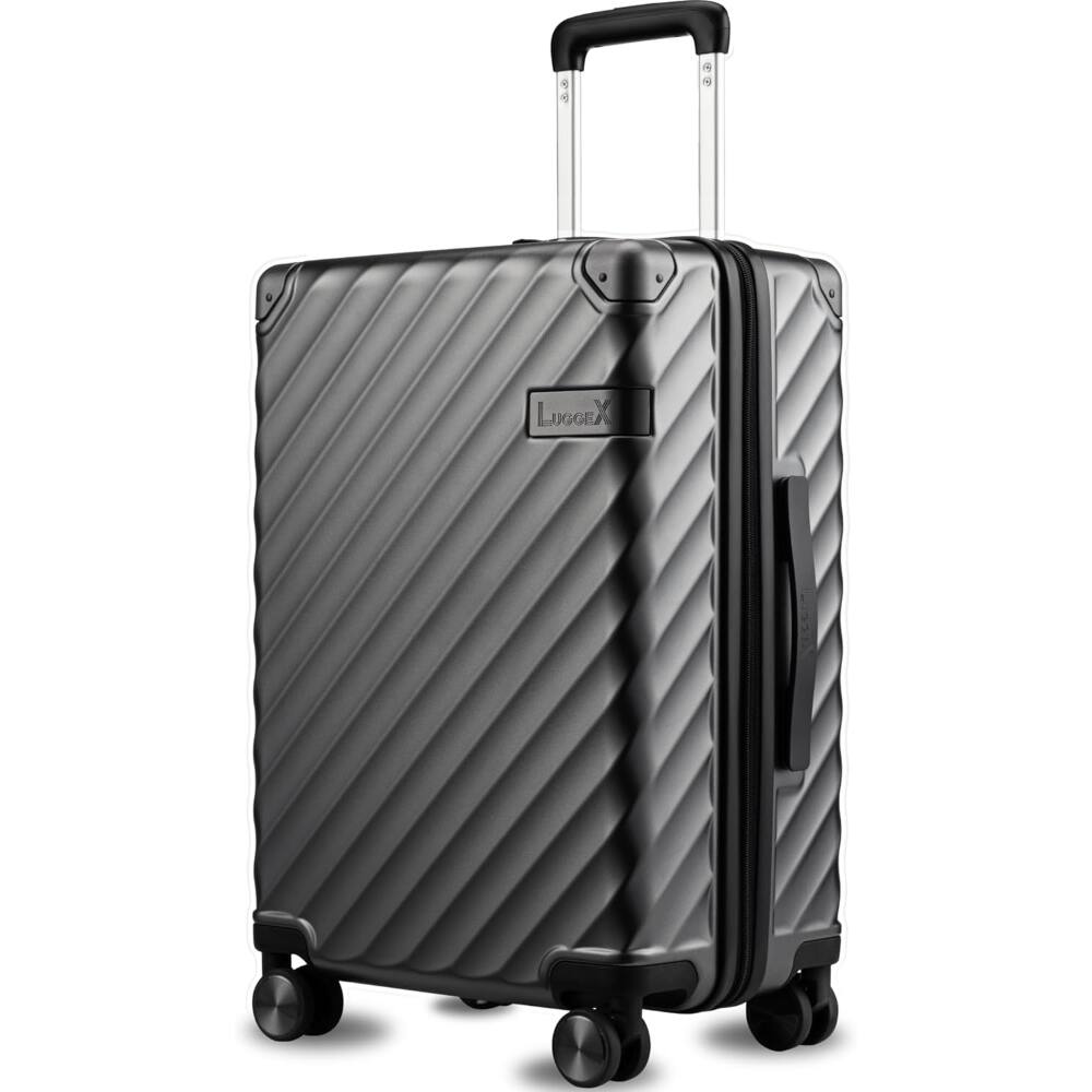 Front. LUGGEX - LUGGEX 21 Inch Carry On Luggage for Airplanes Polycarbonate Hard Shell Suitcase for Travelling - LX-EX - Black.