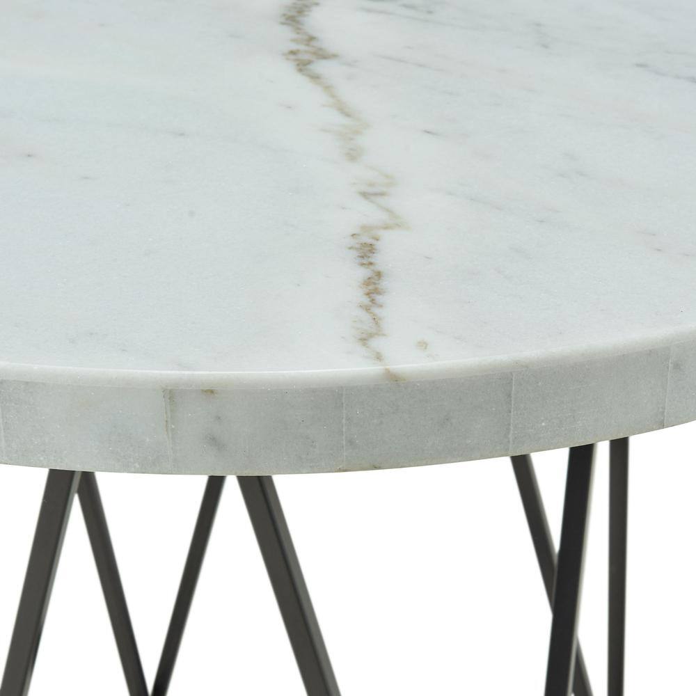 Alt View 5. FurniFact - White Marble Top Counter Height Dining Table - White/ Gun Metal.