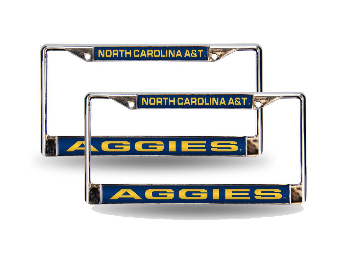 North Carolina A&T Aggies Chrome Metal Laser Cut License Plate Frame - Set of 2 Frames